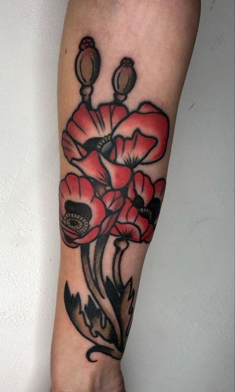  Poppies. — work by TBK tattoo artist, Saint Petersburg